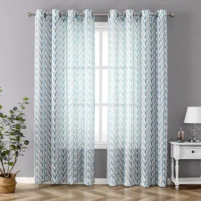 Asstd National Brand Tranquility Grommet Top Sheer Single Curtain Panel In Sand