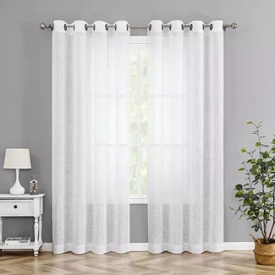 Asstd National Brand Tranquility Grommet Top Sheer Single Curtain Panel In White