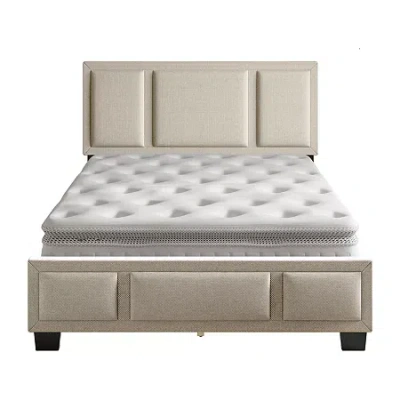 Asstd National Brand Triiptych Upholstered Platform Bed In White