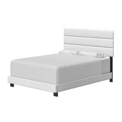 Asstd National Brand Trinity Upholstered Tufted Bed Frame In White