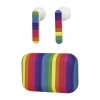 Asstd National Brand True Wireless Rainbow Long Stem Earbuds With Charging Case In Multi
