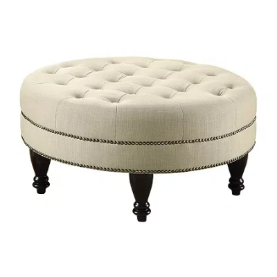 Asstd National Brand Tufted Ottoman In Sand