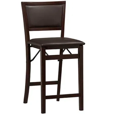 Asstd National Brand Upholstered Folding Barstool With Back In Brown