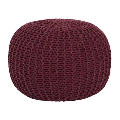Asstd National Brand Urban Shop Round Knit Pouf Ottoman In Red
