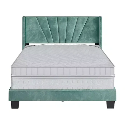 Asstd National Brand Valentina Upholstered Platform Bed In Blue