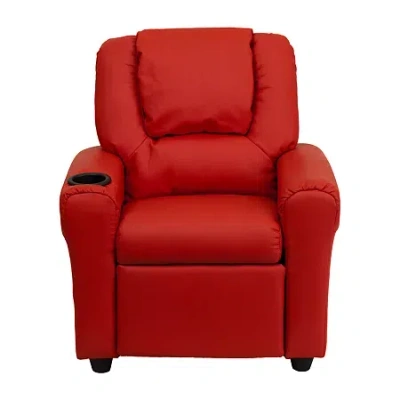 Asstd National Brand Vana Plush Recliner With Cup Holder For Kids In Red