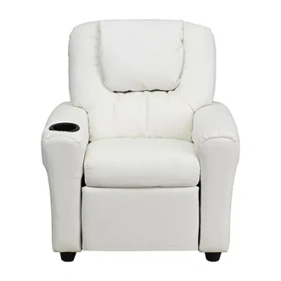 Asstd National Brand Vana Plush Recliner With Cup Holder For Kids In White