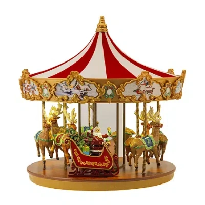 Asstd National Brand Very Merry Christmas Carousel Animated Tabletop Decor In Red