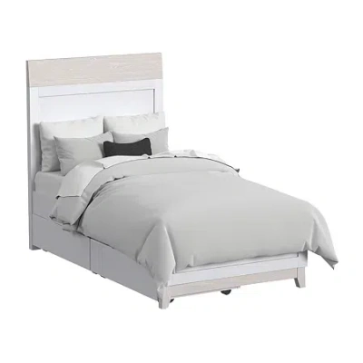 Asstd National Brand Westwood Design Rowan Youth Twin Bed With Under Bed Drawers In Ash Linen In White