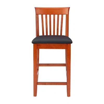 Asstd National Brand Wright Upholstered Barstool With Mission Back In Burgundy
