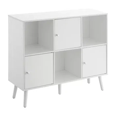 Asstd National Brand Xtra Storage Cube Organizer Sideboard Console Table With 3 Cubbies And 3 Cabinets In White