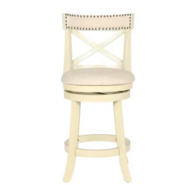 Asstd National Brand York Counter Height Upholstered Swivel Bar Stool In White