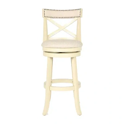 Asstd National Brand York Upholstered Swivel Bar Stool In White