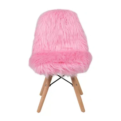 Asstd National Brand Zula Shaggy Dog Accent Chair For Kids In Pink