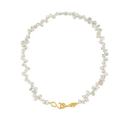 Assuwa Women's White / Gold Thalassa Freshwater Pearl Gold Plated Sterling Silver Necklace In White/gold