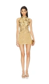 Asta Resort Alex Embroidered Mini Dress In Gold Sequin