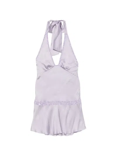 Asta Resort Celine Bead-embellished Mini Dress In Purple