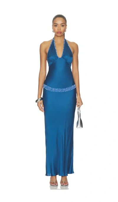 Asta Resort Celine Hand Beaded Dress In 水手蓝
