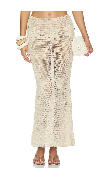 Asta Resort Charlotte Hand Crochet Skirt In Sand Shimmer