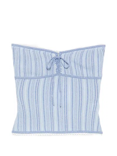 Asta Resort Cleo Lace-up Top In Blue