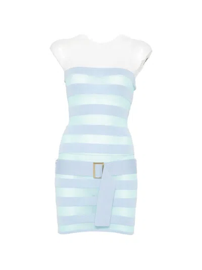 Asta Resort Cora Striped Belted Mini Dress In Blue