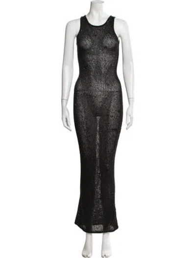 Pre-owned Asta Resort Crew Neck Long Dress In Black