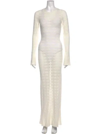 Pre-owned Asta Resort Crew Neck Long Dress In Neutral