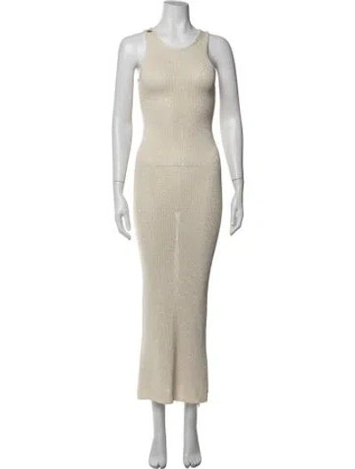 Pre-owned Asta Resort Crew Neck Long Dress In Neutrals