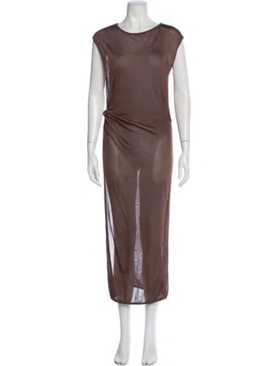 Pre-owned Asta Resort Crew Neck Long Dress W/ Tags In Brown