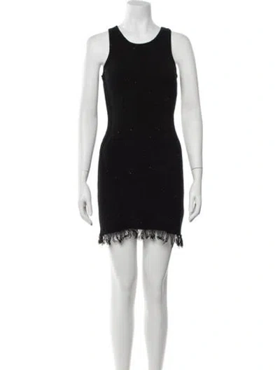 Pre-owned Asta Resort Crew Neck Mini Dress In Black