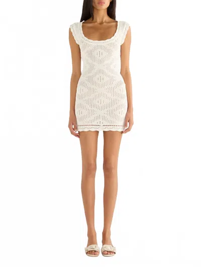 Asta Resort Eve Crochet Mini Dress In Salt In Gold