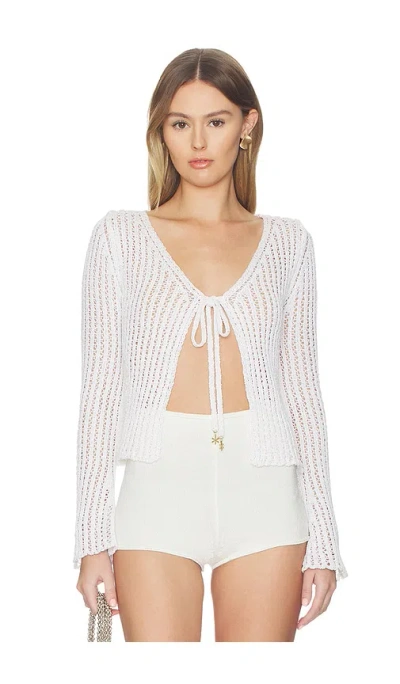 Asta Resort Fernanda Crochet Cardigan In White