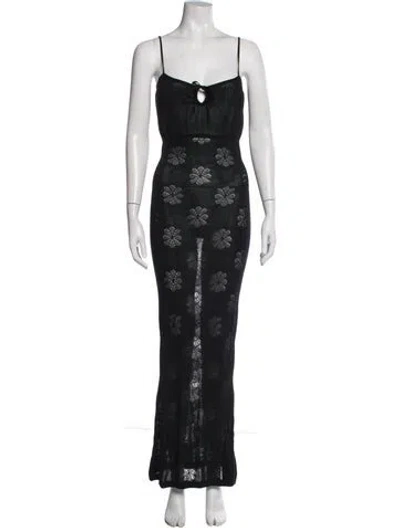 Pre-owned Asta Resort Floral Print Long Dress In Blue