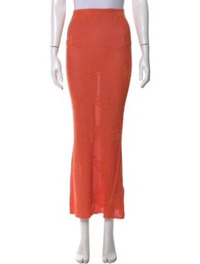 Pre-owned Asta Resort Floral Print Long Skirt In Orange