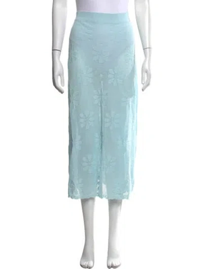 Pre-owned Asta Resort Floral Print Midi Length Skirt W/ Tags In Blue