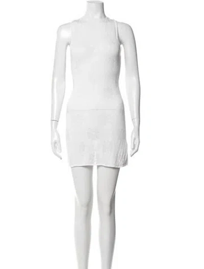 Pre-owned Asta Resort Floral Print Mini Dress In White