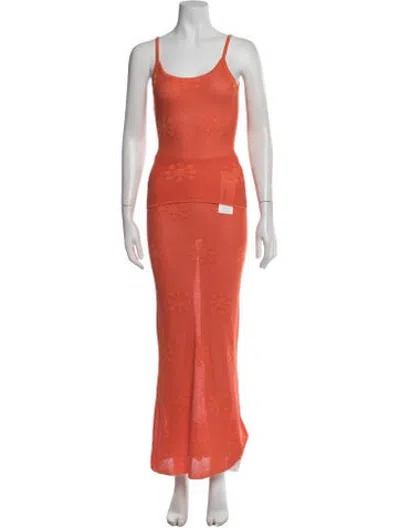 Pre-owned Asta Resort Floral Print Skirt Set In Orange