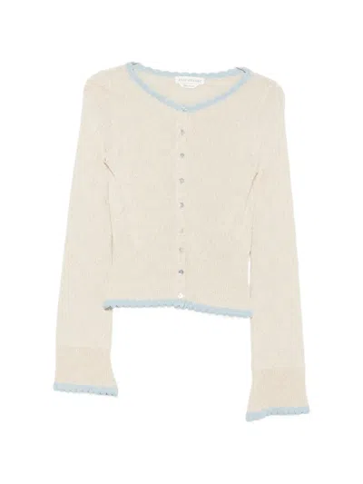 Asta Resort Franca Scallop-edge Cardigan In Neutral