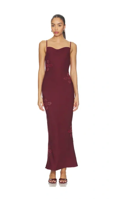 Asta Resort Freja Hand Beaded Dress In Burgundy