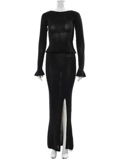 Pre-owned Asta Resort Keyhole Accent Skirt Set In Black