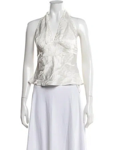 Pre-owned Asta Resort Linen Halterneck Top In White