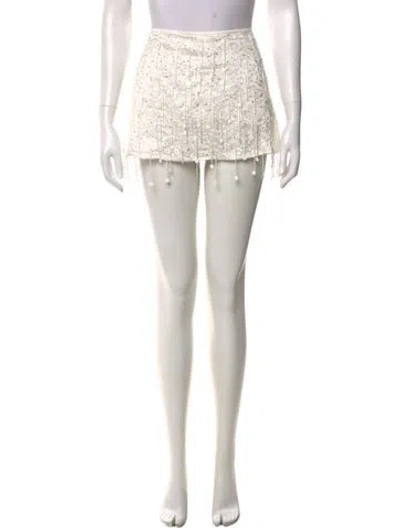 Pre-owned Asta Resort Linen Mini Skirt In White