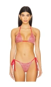 Asta Resort Lio Bikini Top In Raspberry Sequin