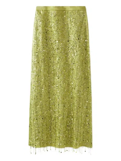 Asta Resort Maxi Yasmin Beaded Skirt In Green