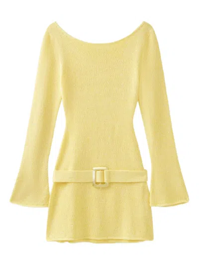 Asta Resort Maya Belted-waist Mini Dress In Yellow