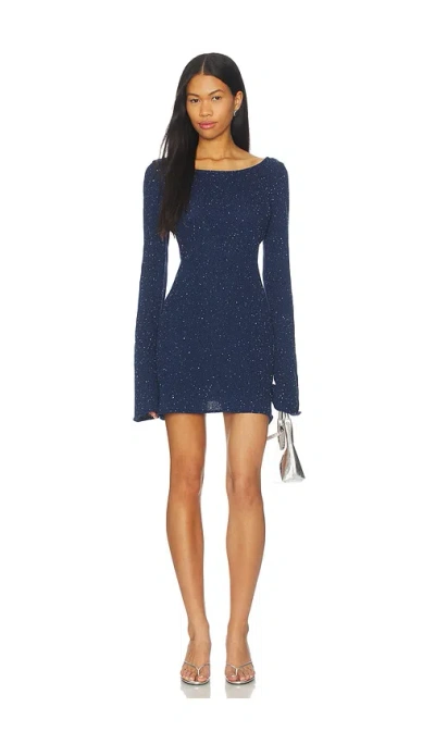Asta Resort Maya Longsleeve Mini Dress In Blue
