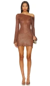 Asta Resort Maya Sleeve Mini Dress In Chocolate Sequin