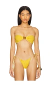 Asta Resort Mia Bikini Top In Butter Yellow Sequin