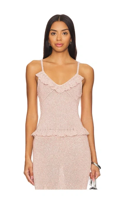 Asta Resort Michaela Camisole In Blush Sequin