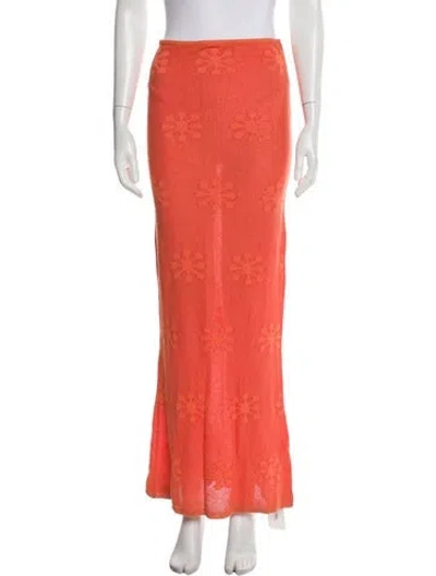 Pre-owned Asta Resort Midi Length Skirt In Orange